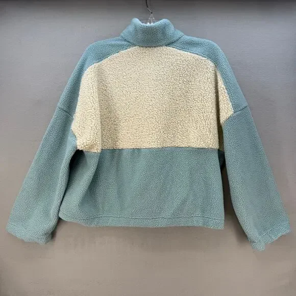 Columbia Anorak Fleece Women's XXL Blue Beige Coral 1/4 Snap Athleisure NWT - Picture 2 of 11